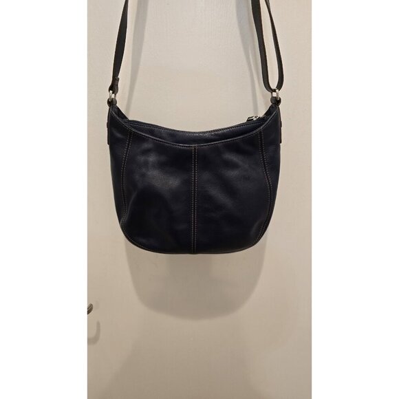 Brighton Vintage Navy Leather Crossbody Bag Embossed Detail & Adjustable Strap - Picture 6 of 16